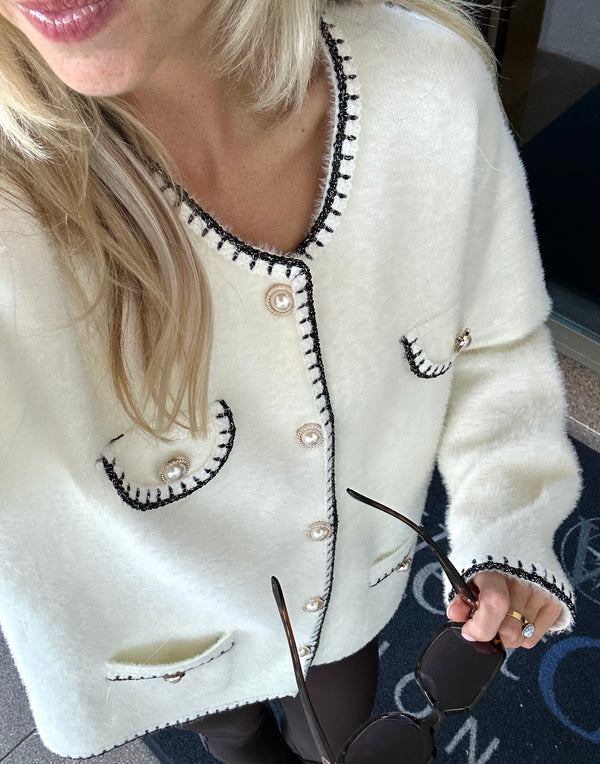 Bouclé Parisienne Cardigan - Snow White