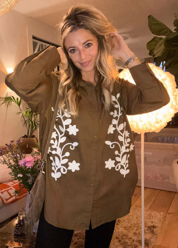 Floral Chocolate Autumn Blouse - Cotton