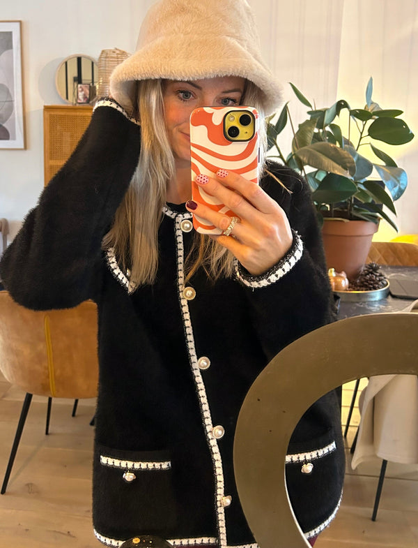 Bouclé Parisienne Cardigan - Black