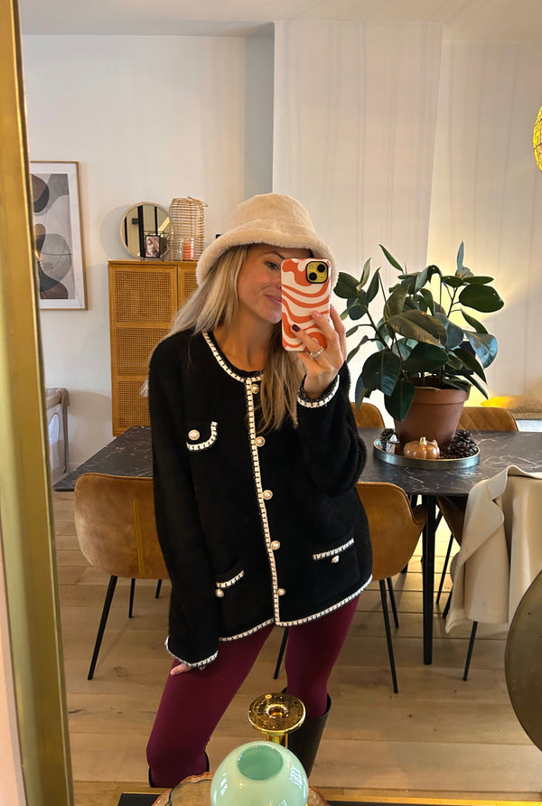 Bouclé Parisienne Cardigan - Black