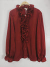 Elegante Wine Red Ruffle Blouse
