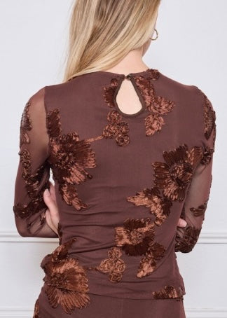 Broderie Flower shirt - Marron Brown
