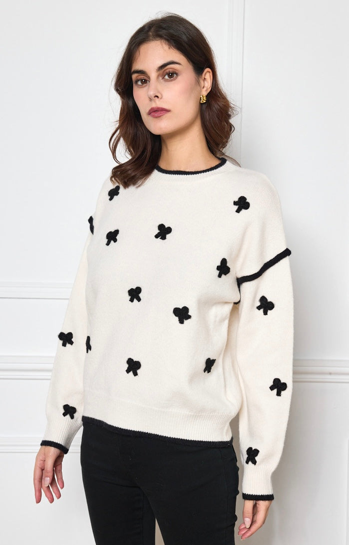 Lovely BowTie Pullover - White