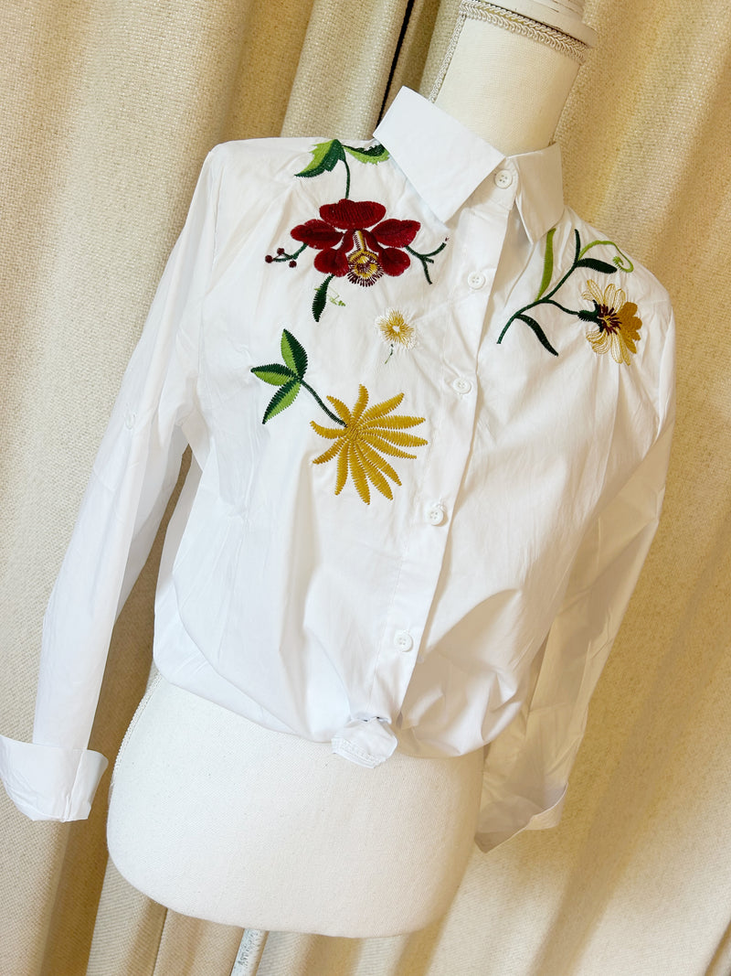 Cotton blouse - Embroidery Bloom