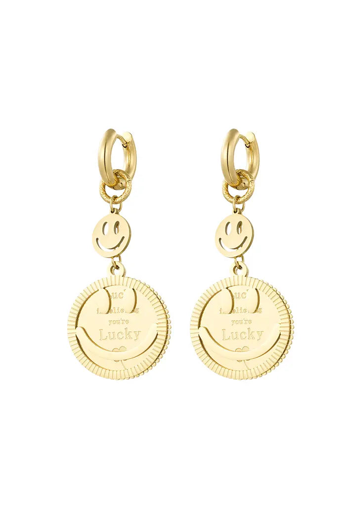 Smiley lucky earrings - Gold