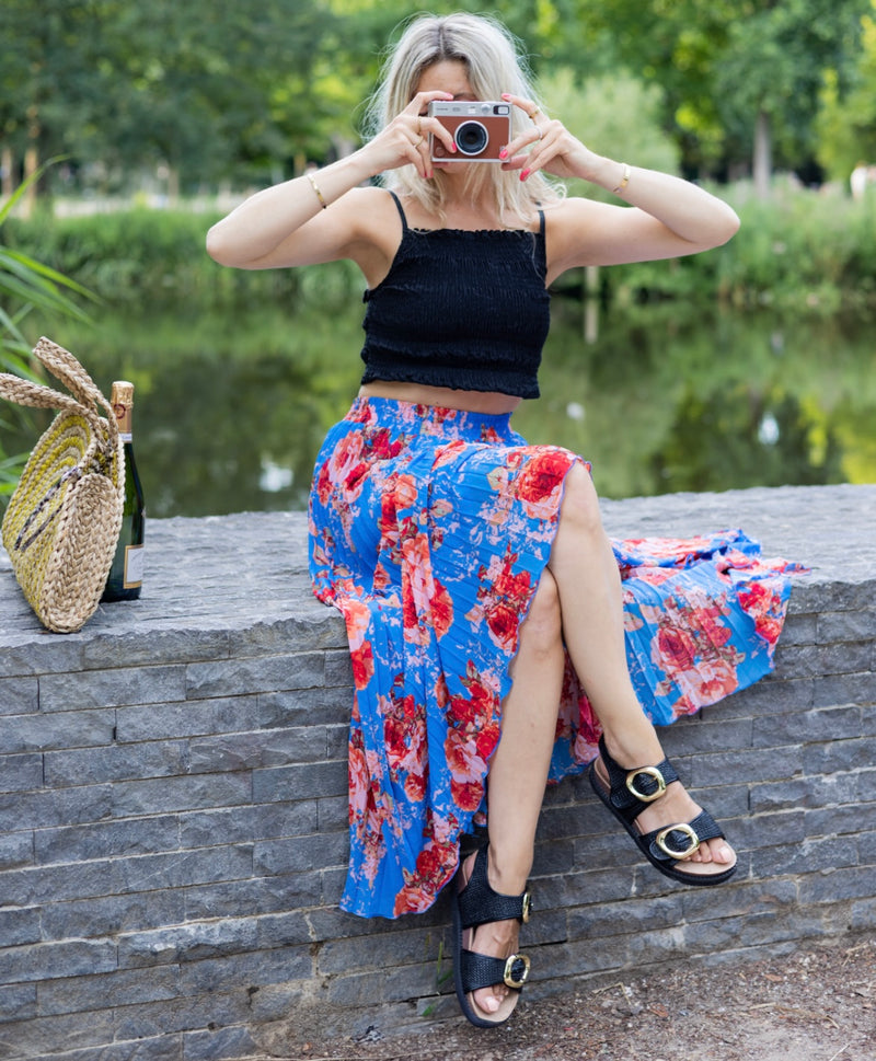 New Floral printed - Summer Skirt BLUE