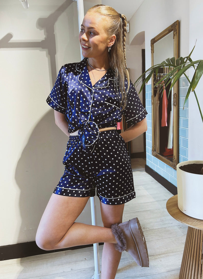 Stella dotted Nightwear Setje - Navy blue