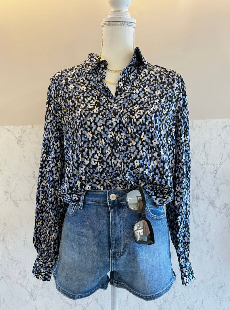 Blue Mixed printed blouse