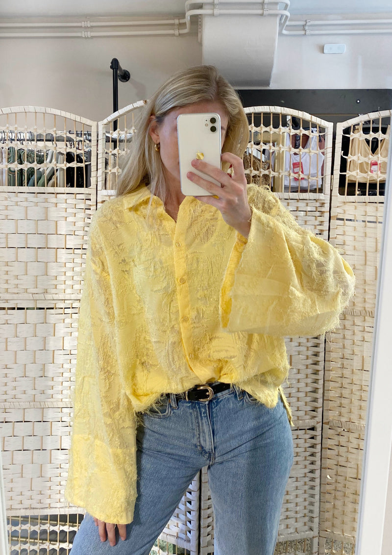 Trendy Fringe Blouse - Soft Yellow