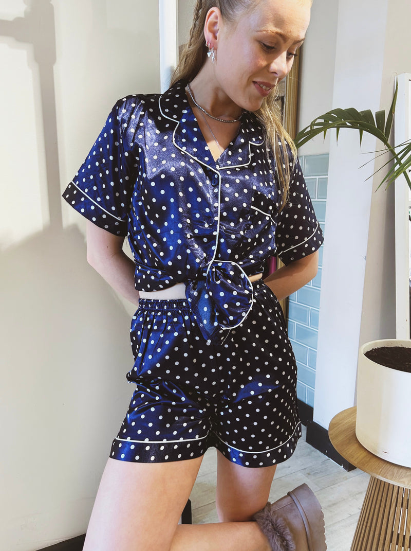 Stella dotted Nightwear Setje - Navy blue