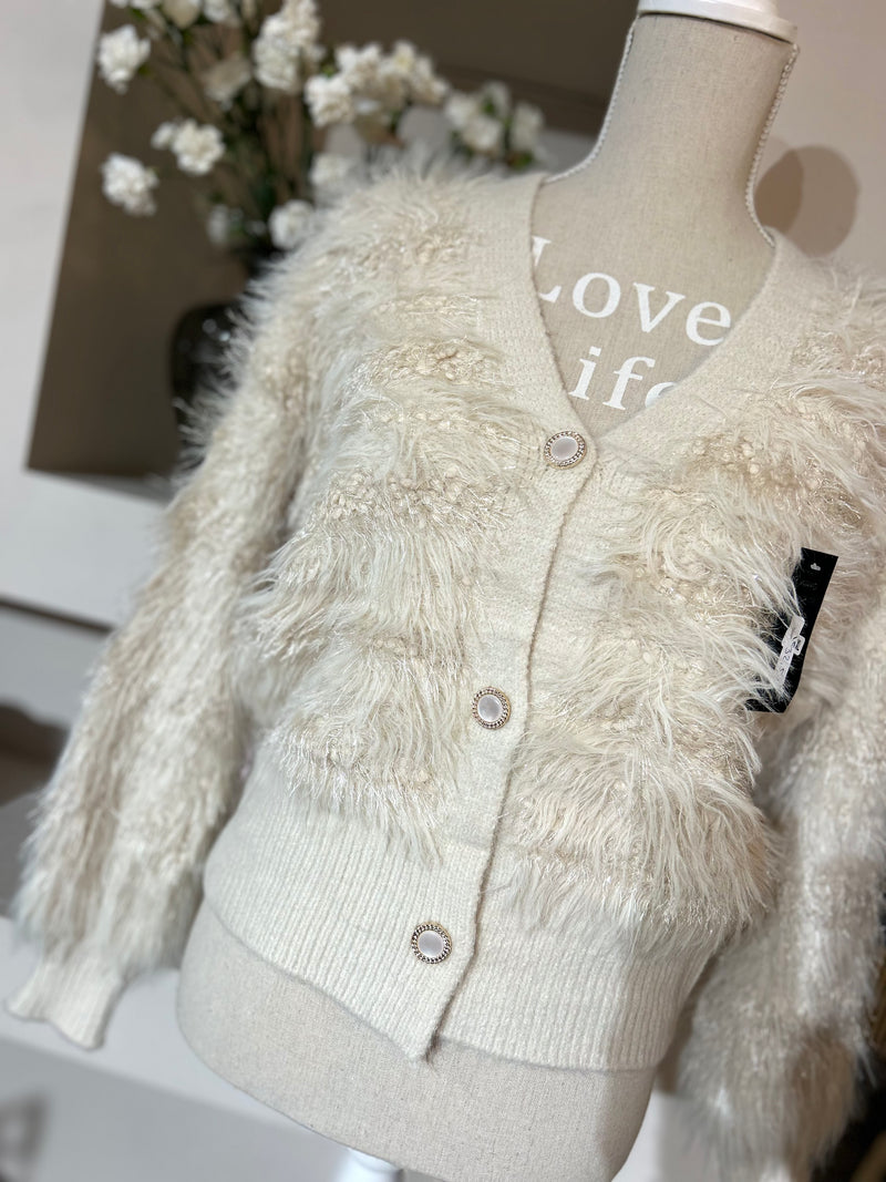 Beige Fluffy Jolie vest - Sparkle