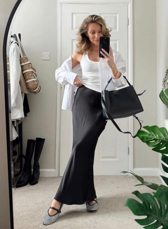 Black - Satin Look Skirt