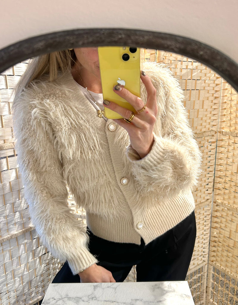 Beige Fluffy Jolie vest - Sparkle