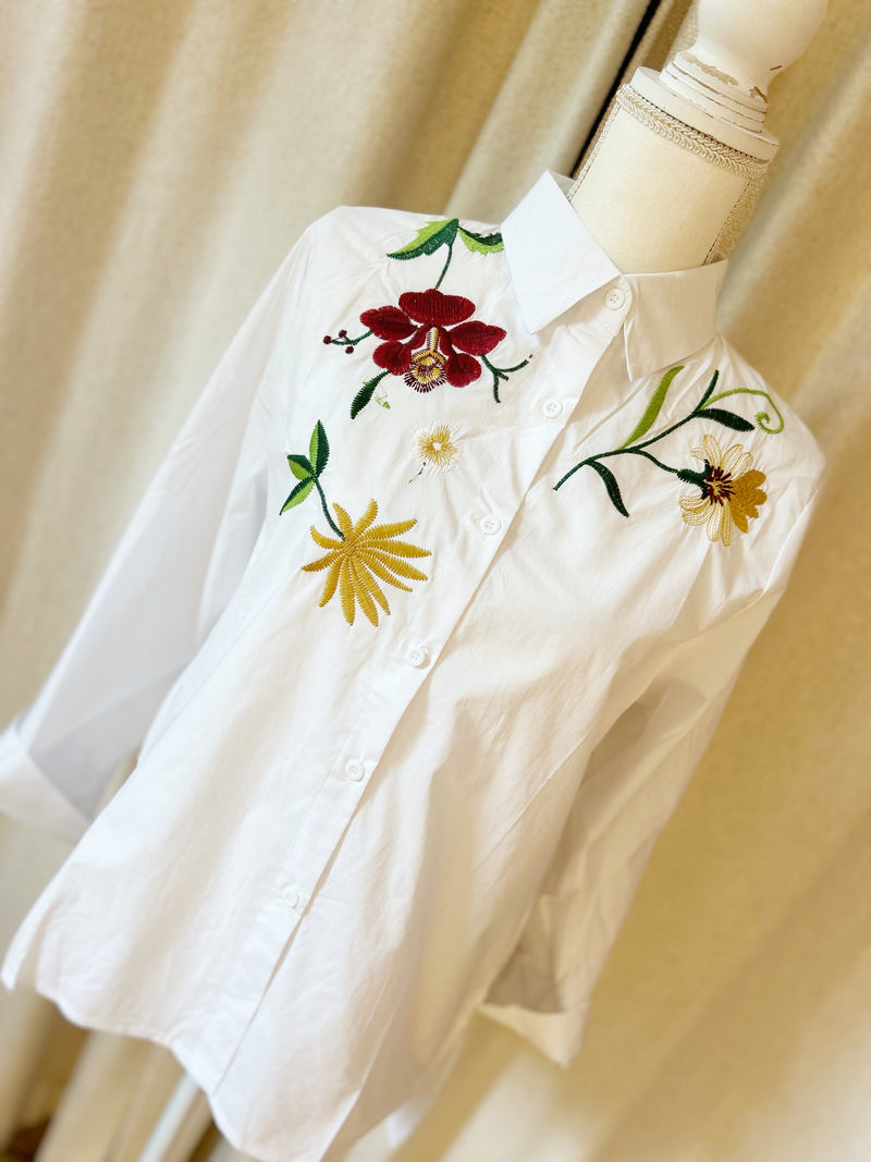 Cotton blouse - Embroidery Bloom