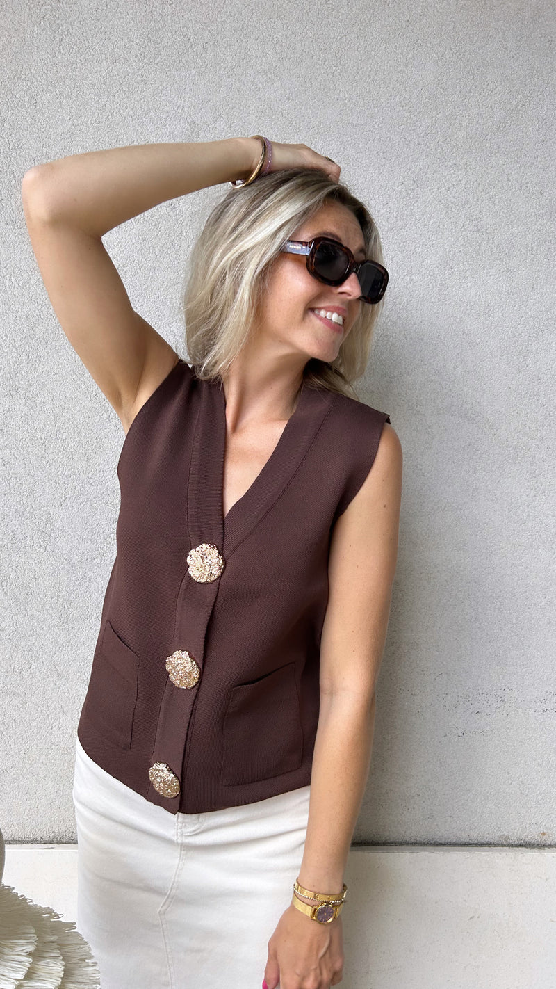 New Marron Brown - Cardigan gilet
