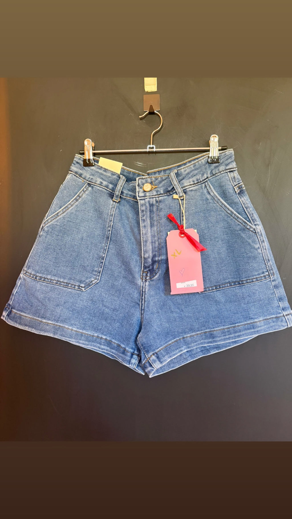 High Waist denim pocket Short💙