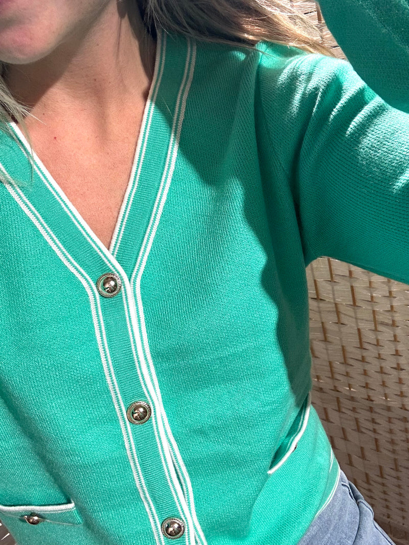 Ladylike Cardigan Green / White (