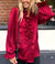 Elegante Wine Red Ruffle Blouse
