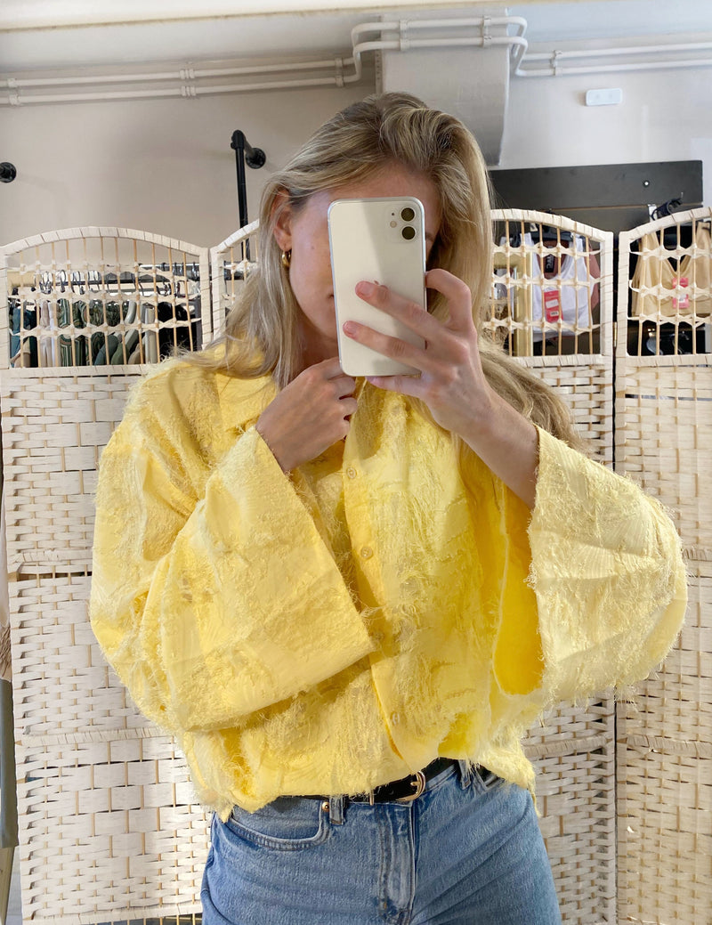 Trendy Fringe Blouse - Soft Yellow