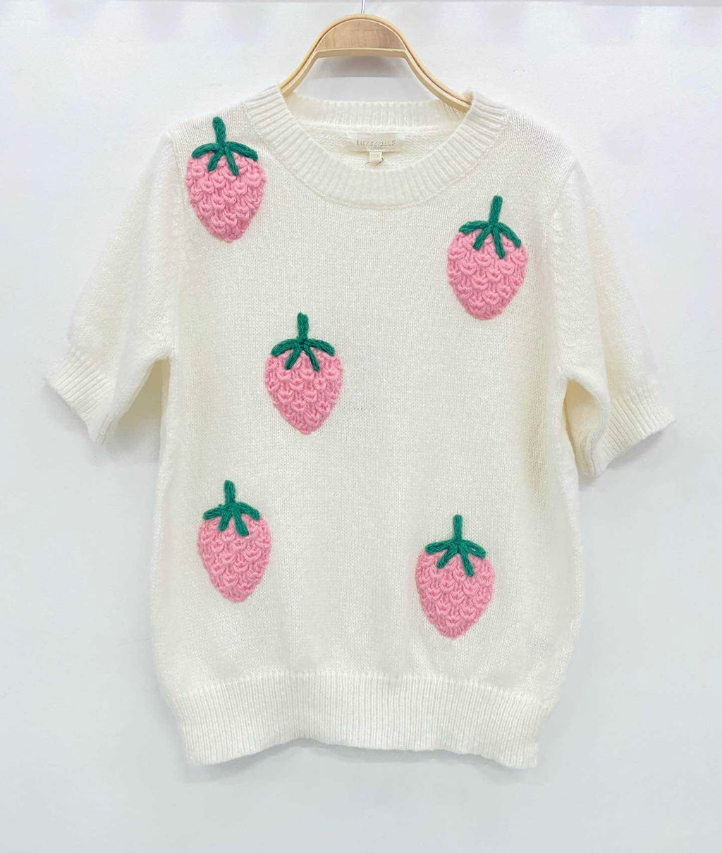 Lucy Pink knitted top - Strawberries