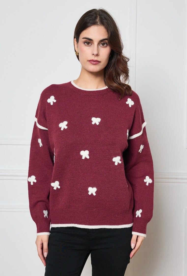 Lovely BowTie Pullover - Burgundy