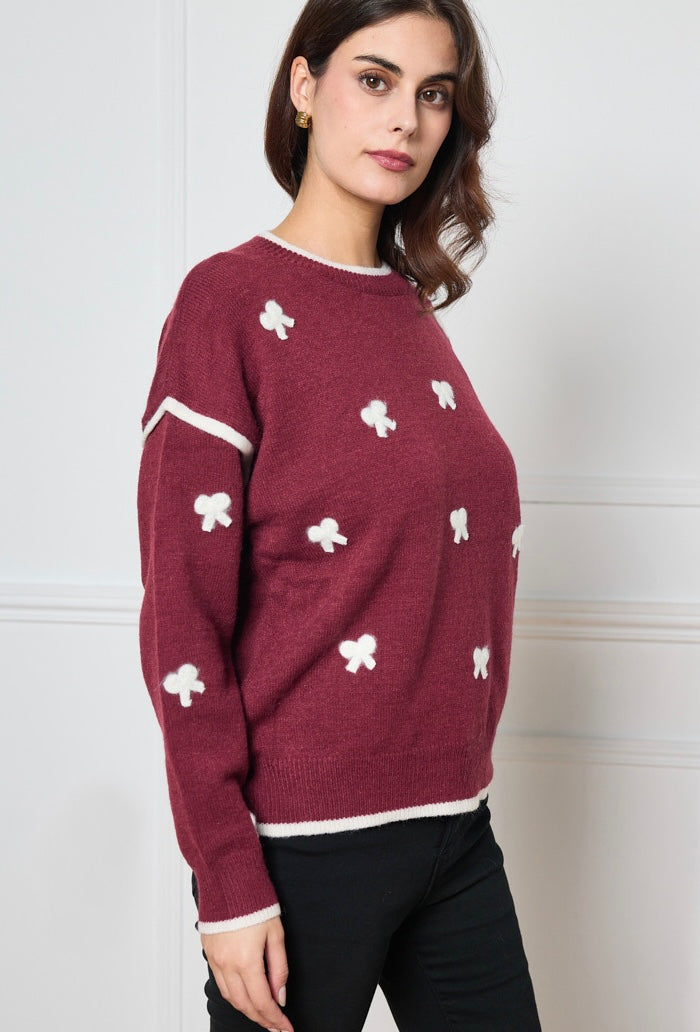 Lovely BowTie Pullover - Burgundy