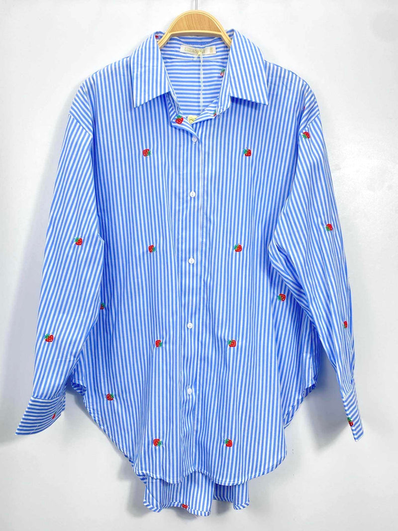 Cotton Strawberry blouse - Blue