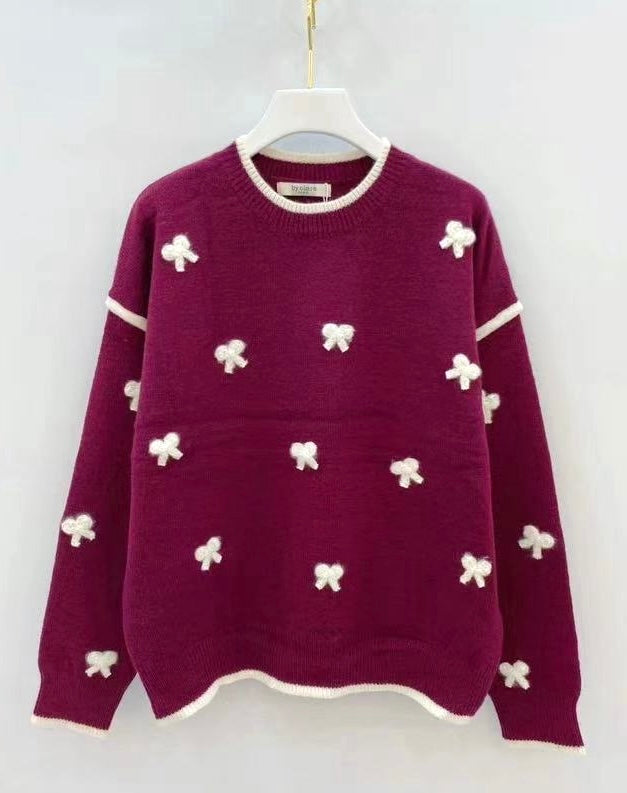 Lovely BowTie Pullover - Burgundy