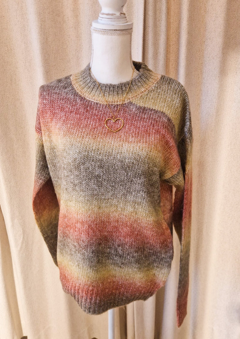 Roundneck Rainbow sweater - Brown