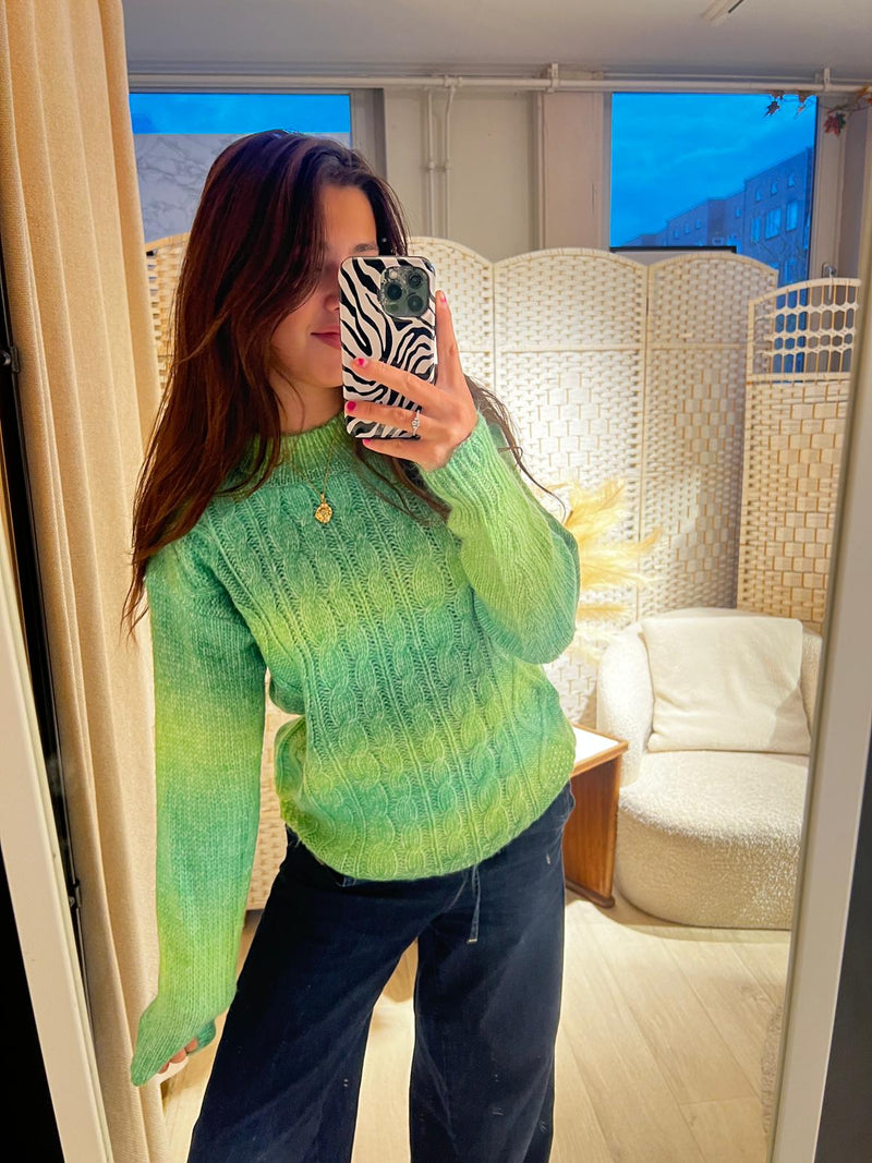 Trui Rainbow Cable Knit - Green