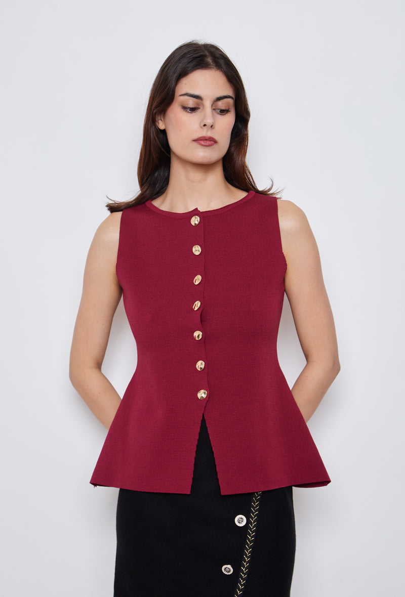 Burgundy Trendy Gilet