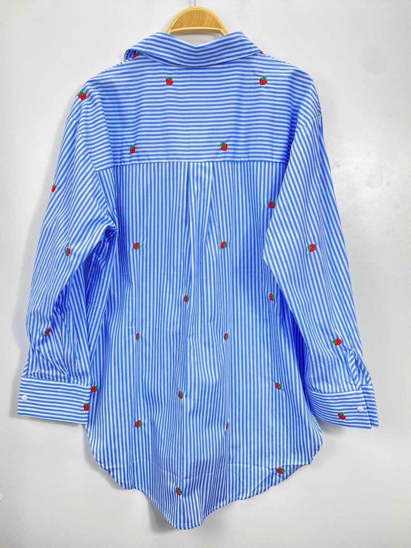 Cotton Strawberry blouse - Blue