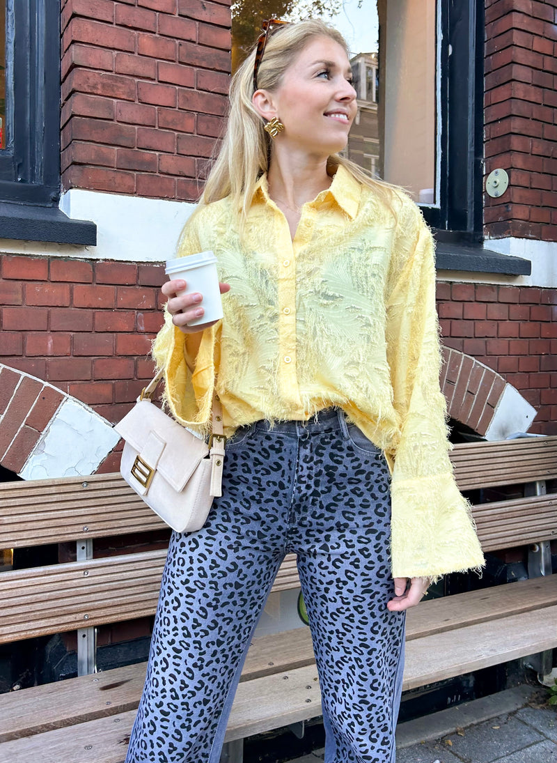 Trendy Fringe Blouse - Soft Yellow