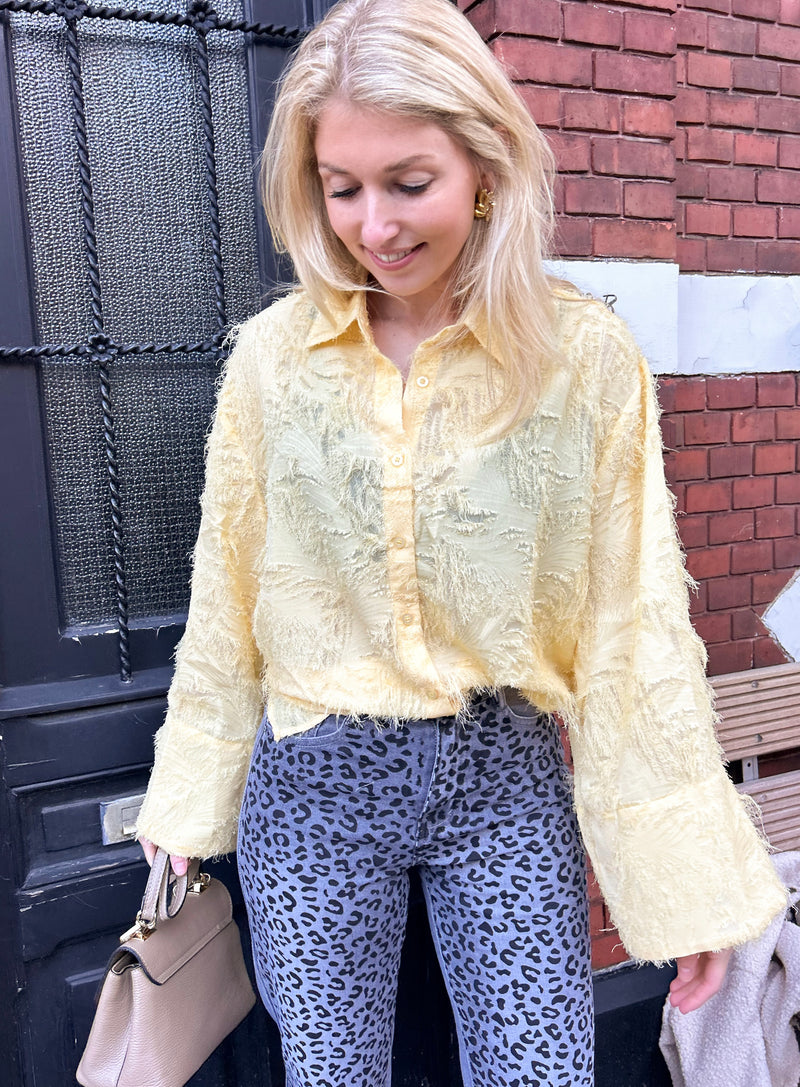 Trendy Fringe Blouse - Soft Yellow