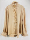 Champagne Chique Satin Ruffle blouse