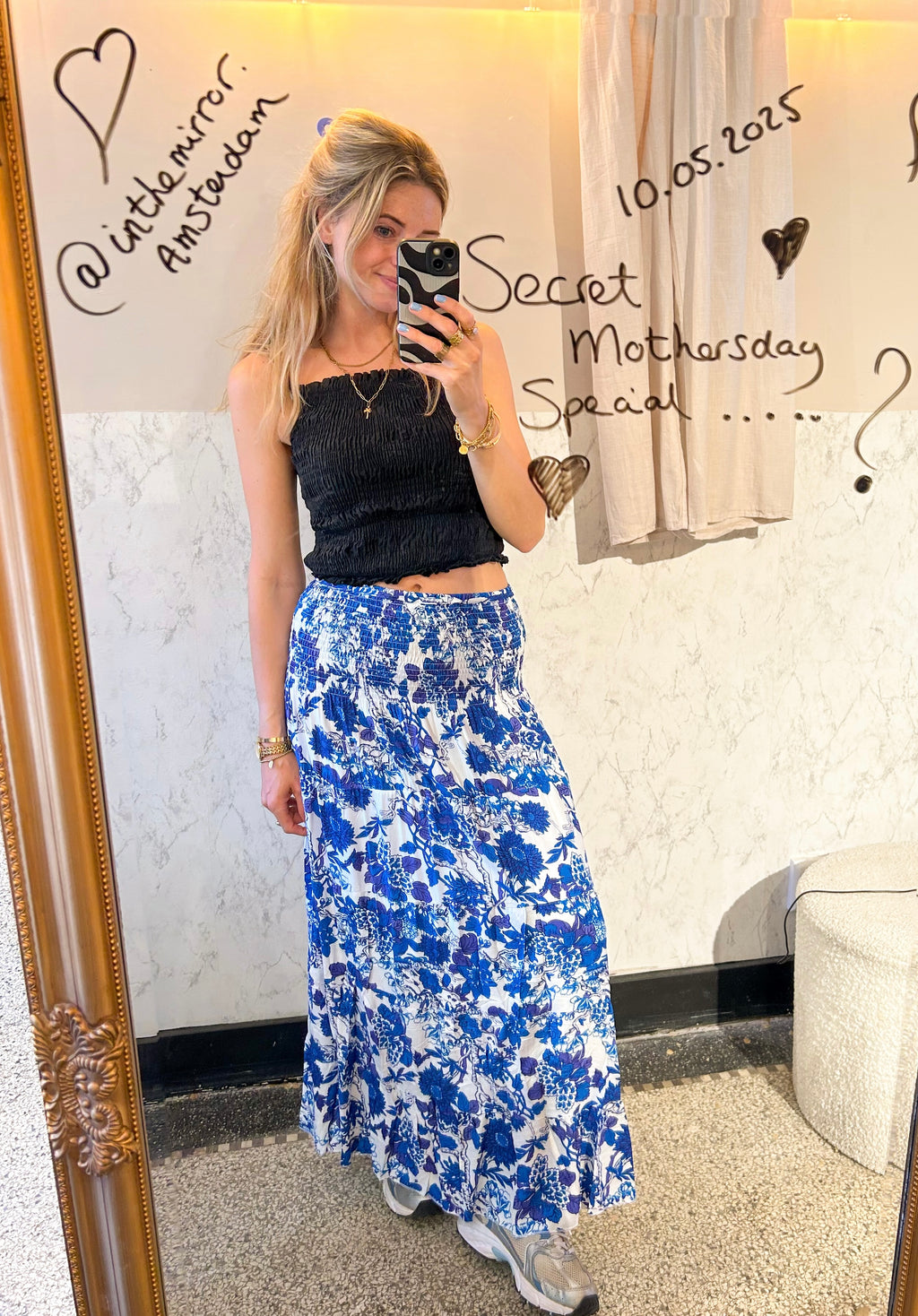 Midi skirt / dress Blue&White roses