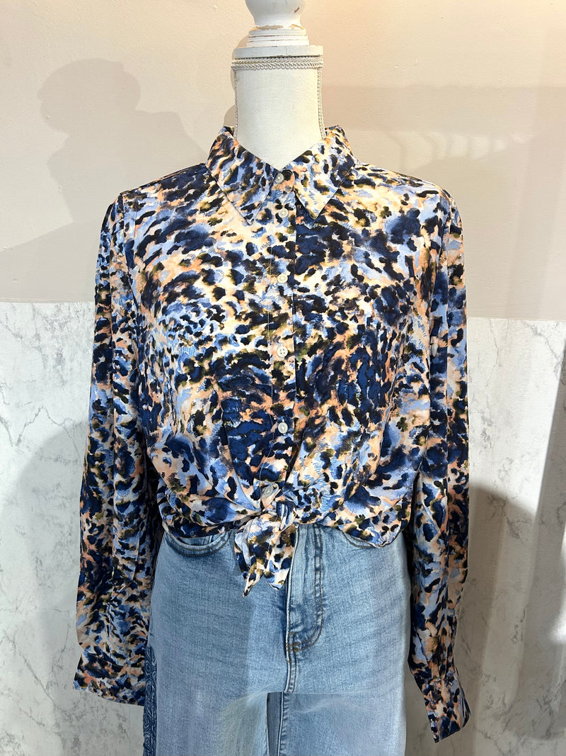 Viscose Blue Orange printed Blouse