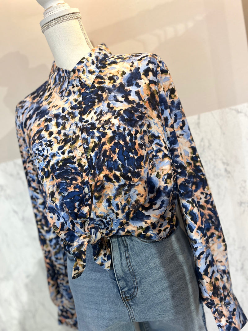 Viscose Blue Orange printed Blouse