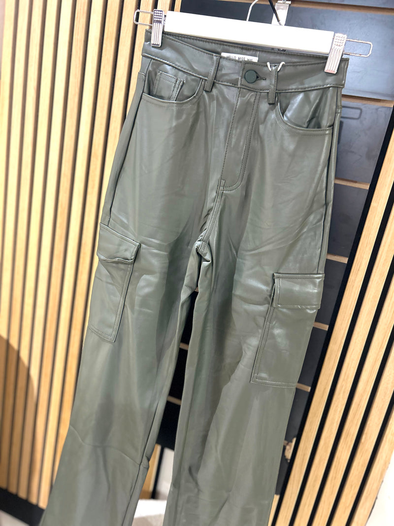 Cargo Leather pants - Earth green