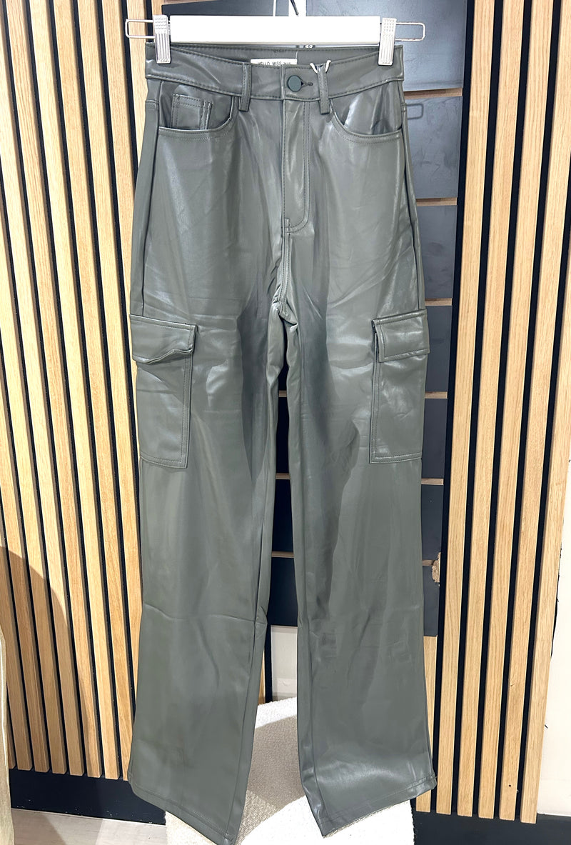 Cargo Leather pants - Earth green