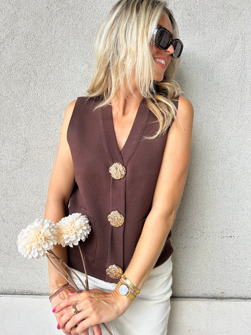 New Marron Brown - Cardigan gilet