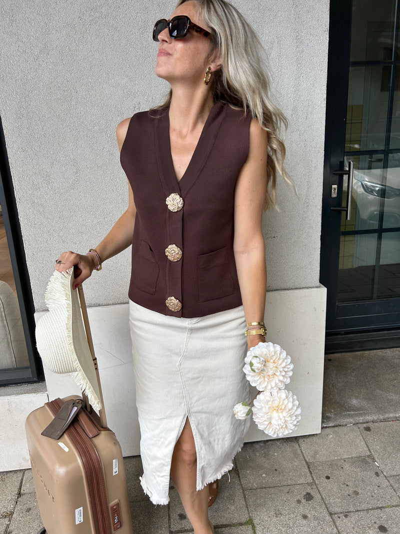 New Marron Brown - Cardigan gilet
