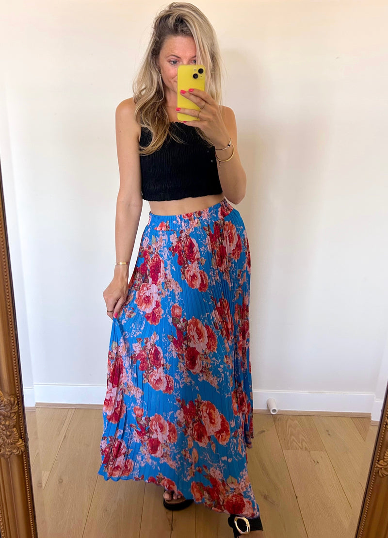 New Floral printed - Summer Skirt BLUE