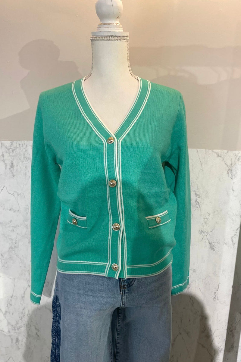 Ladylike Cardigan Green / White (