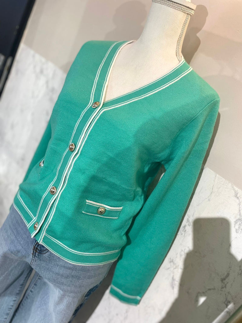 Ladylike Cardigan Green / White (