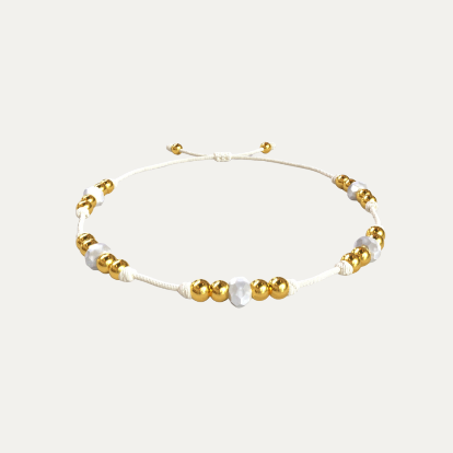 White Bracelet - Miyuki beads Gold